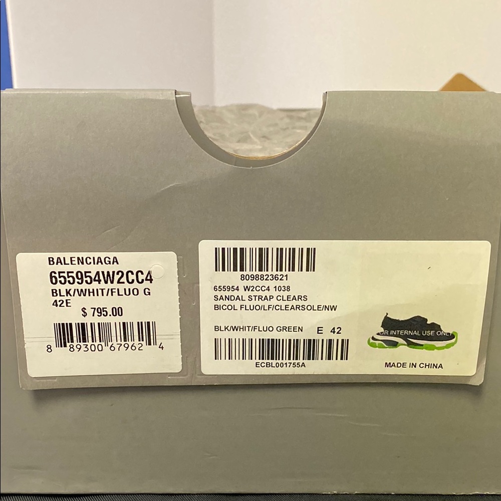Balenciaga Black and white fluorescent Green Sandals woman’s size 9 - Picture 10 of 14